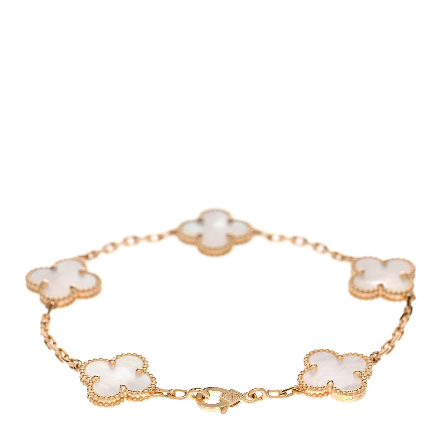 Van Cleef & Arpels 18K Yellow Gold Mother of Pearl 5 Motifs Vintage Alhambra Bracelet 3 of 5