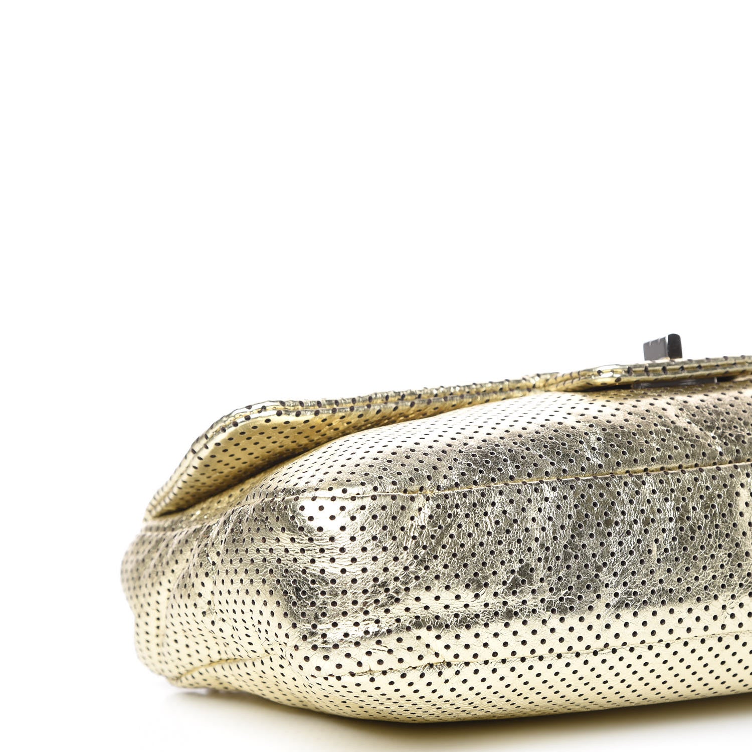 Chanel Metallic Crackled Calfskin Perforated Large Drill Flap Gold 8 of 9