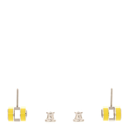 Hermes Palladium Lacquered Mini Pop H Earrings Jaune Sature 3 of 5