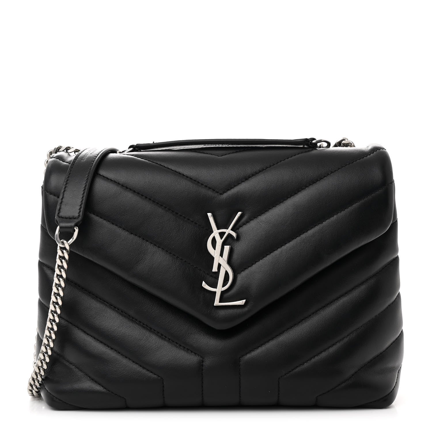 Saint Laurent Calfskin Y Quilted Monogram Small Loulou Chain Satchel Black 1 of 13