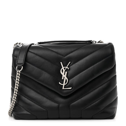Saint Laurent Calfskin Y Quilted Monogram Small Loulou Chain Satchel Black 1 of 13