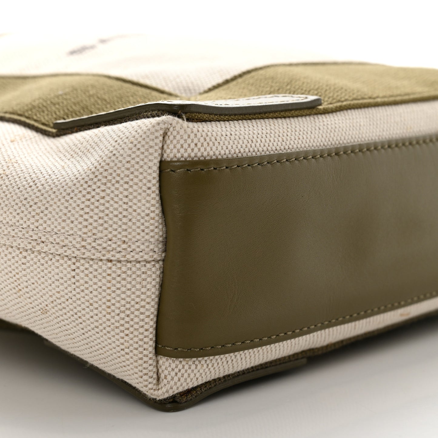 Cotton Canvas Calfskin Navy Cabas XS Natural Green