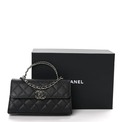 Chanel Caviar Quilted Chain Match Top Handle Phone Holder With Chain Black 11 of 11