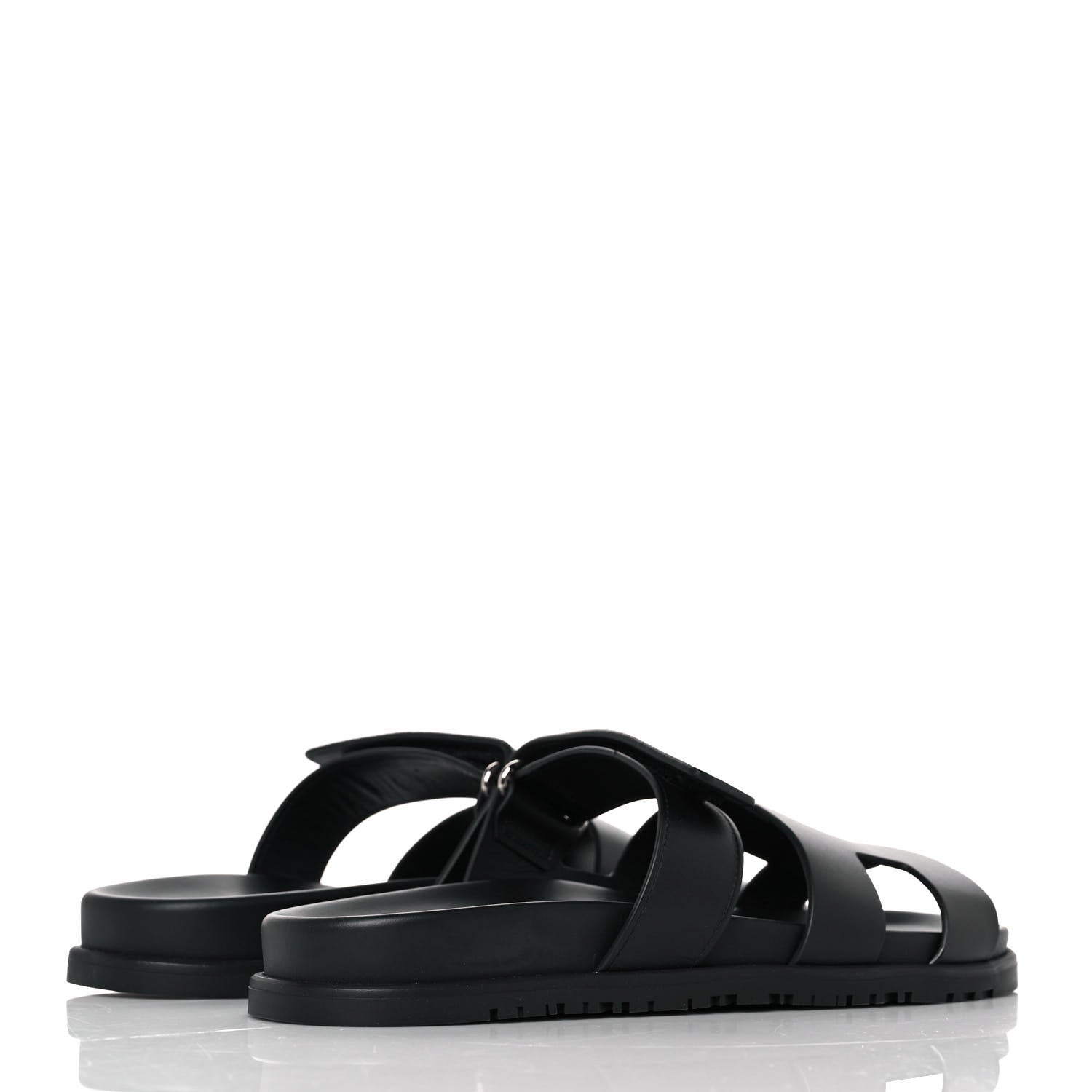 Hermes Calfskin Womens Chypre Sandals 40.5 Black 4 of 9