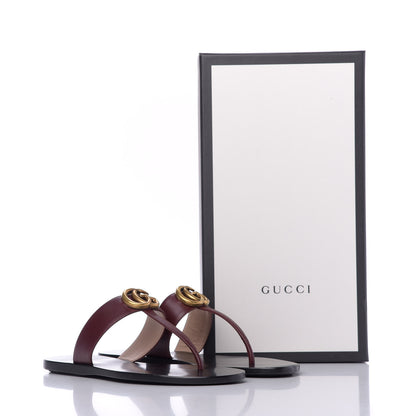 Gucci Calfskin GG Marmont Thong Sandals 37 Vintage Bordeaux 10 of 10