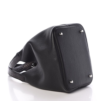 Hermes Taurillon Clemence Matte Alligator Picotin Lock Touch 22 MM Black 4 of 10