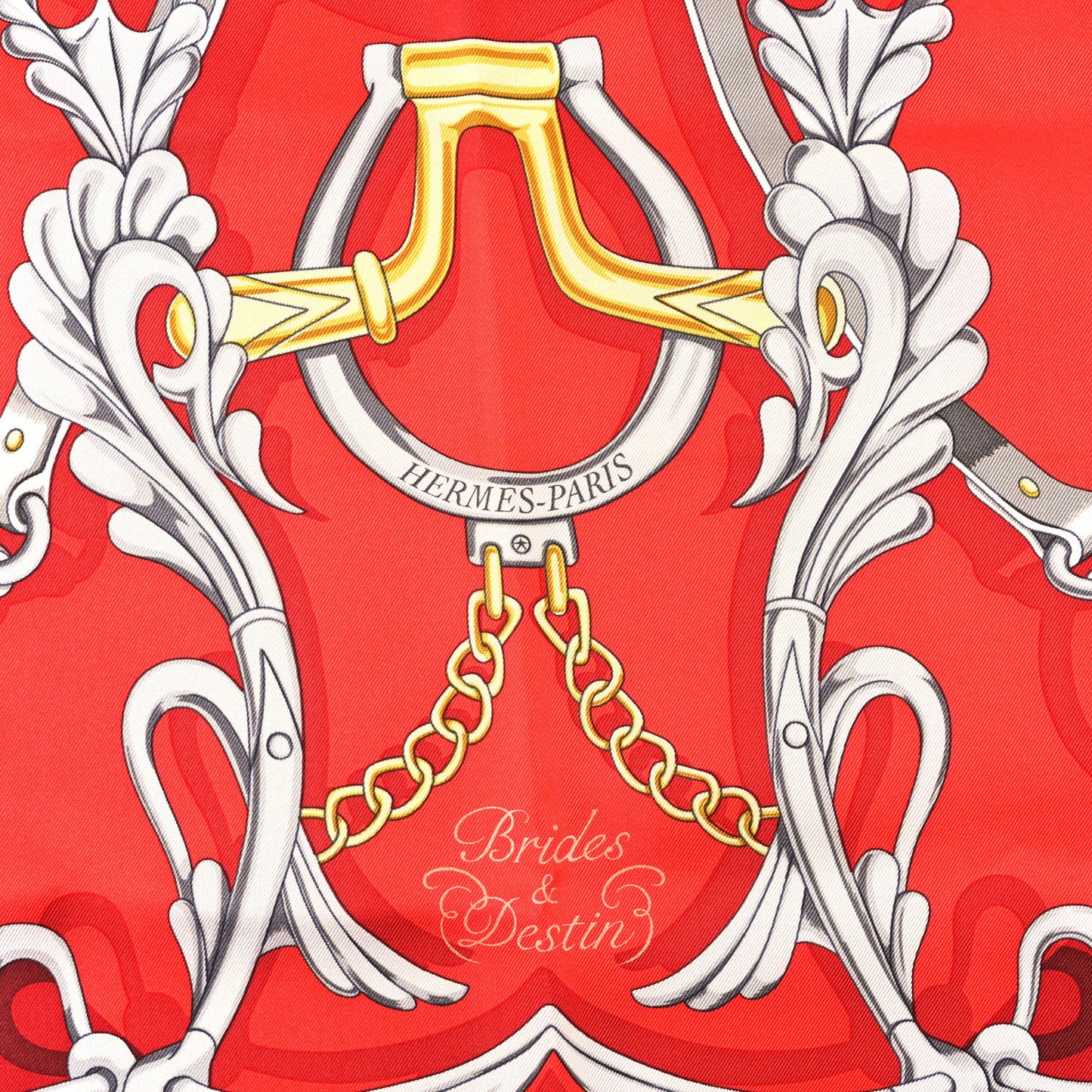 Silk Brides Et Destin Scarf 90 Rouge Gris Argent White