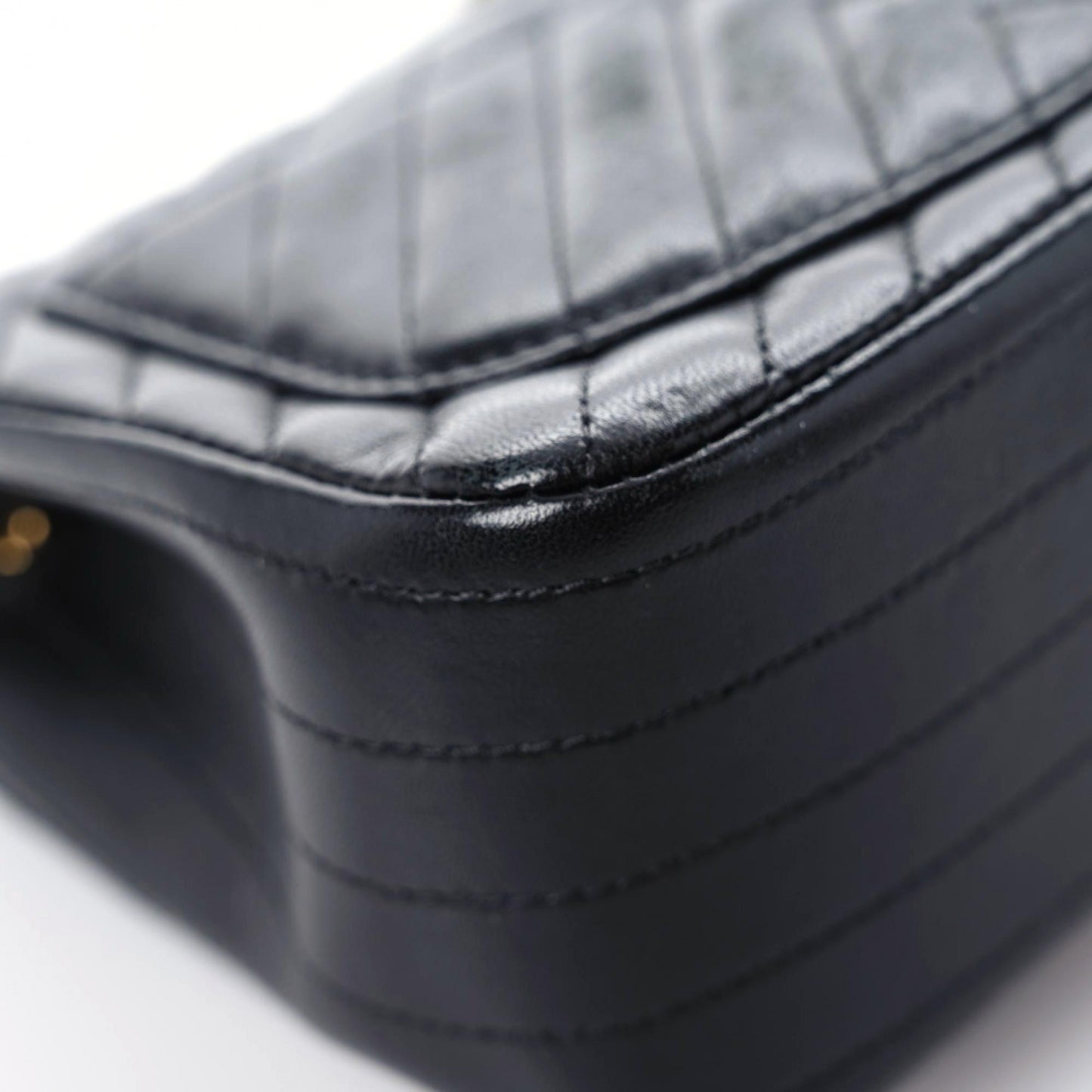 Lambskin Chevron Quilted Mini Square Flap Black