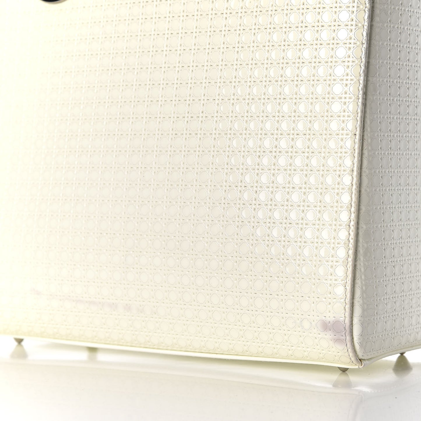 Patent Micro-Cannage Medium Lady Dior White