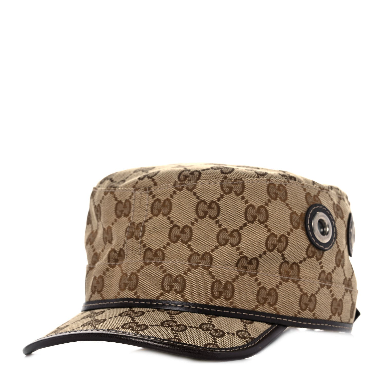 Gucci Monogram Military Hat XL Brown 1 of 8