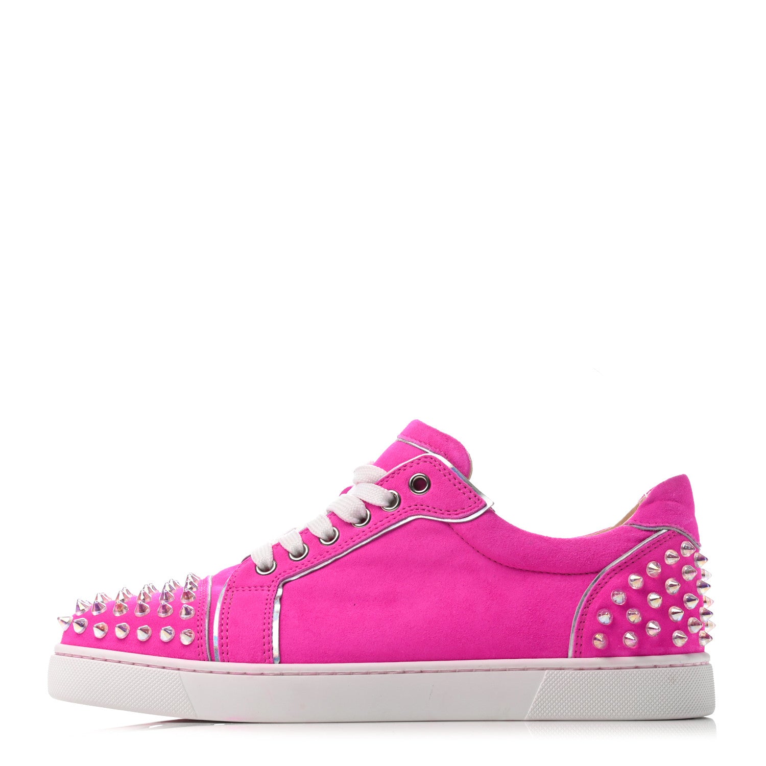 Christian Louboutin Veau Velours Womens Vieira Spiked Flat Comete Sneakers 40.5 Diva Clear 1 of 6