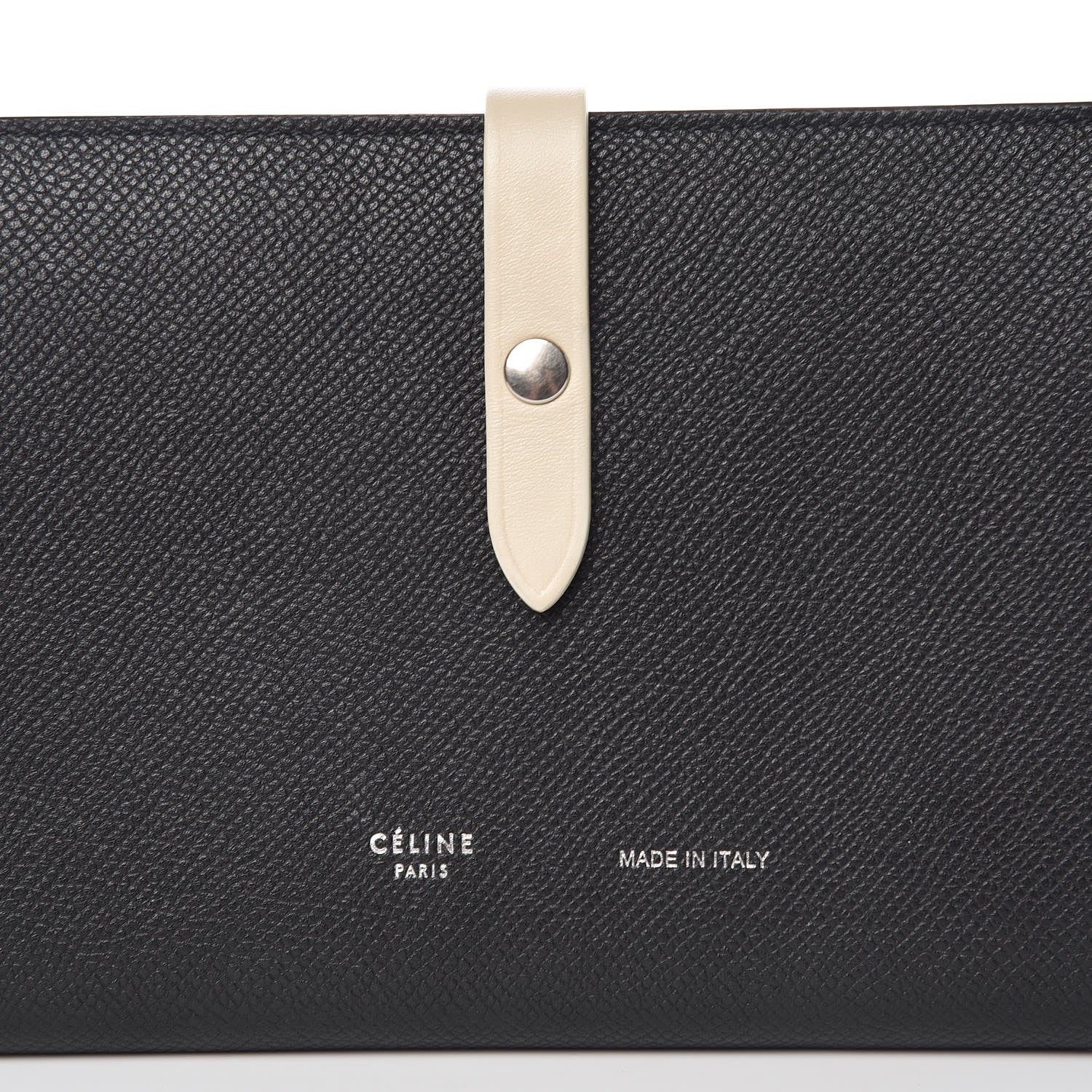 Celine Grained Calfskin Large Multifunction Strap Wallet Black Chalk 6 of 8