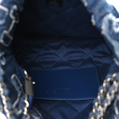 Chanel Washed Denim Logo Embroidered Mini Chanel 22 Blue 5 of 11