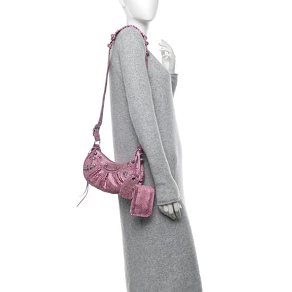 Balenciaga Strass Suede Le Cagole Shoulder Bag XS Taffy Light Pink 2 of 12
