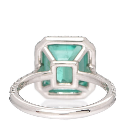 Tiffany Platinum Diamond Colombian Emerald Cocktail Ring 54 7 4 of 5