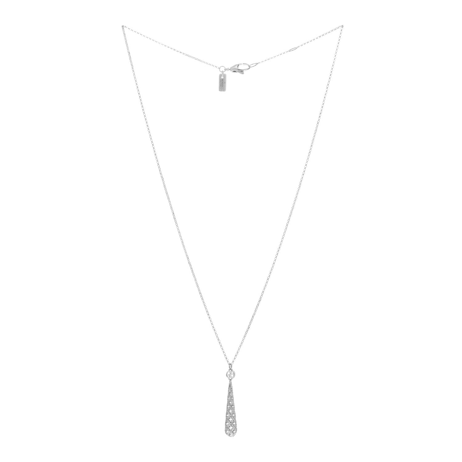 Gucci 18K White Gold Diamantissima Pendant Necklace 2 of 4