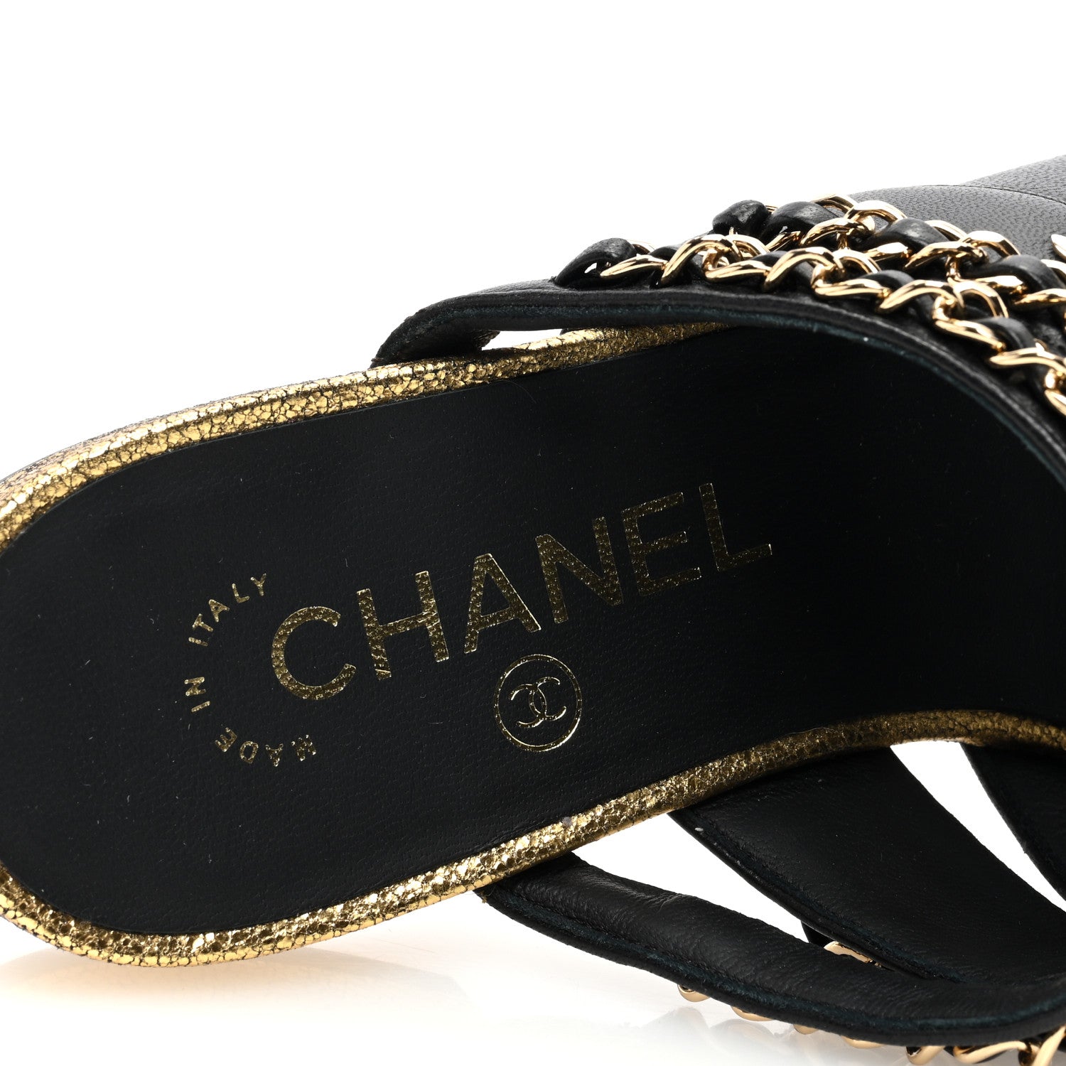 Chanel Lambskin Chain Mule Sandals 36.5 Black 7 of 7