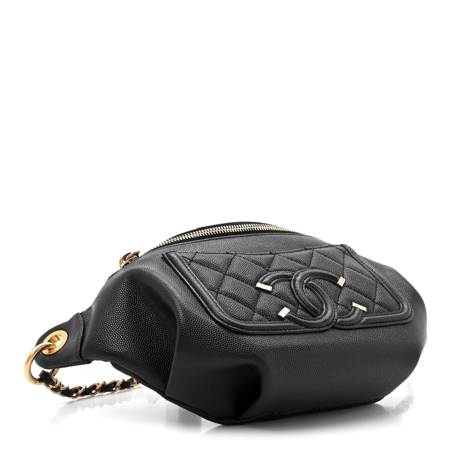 Caviar Quilted Filigree Waist Bag Black