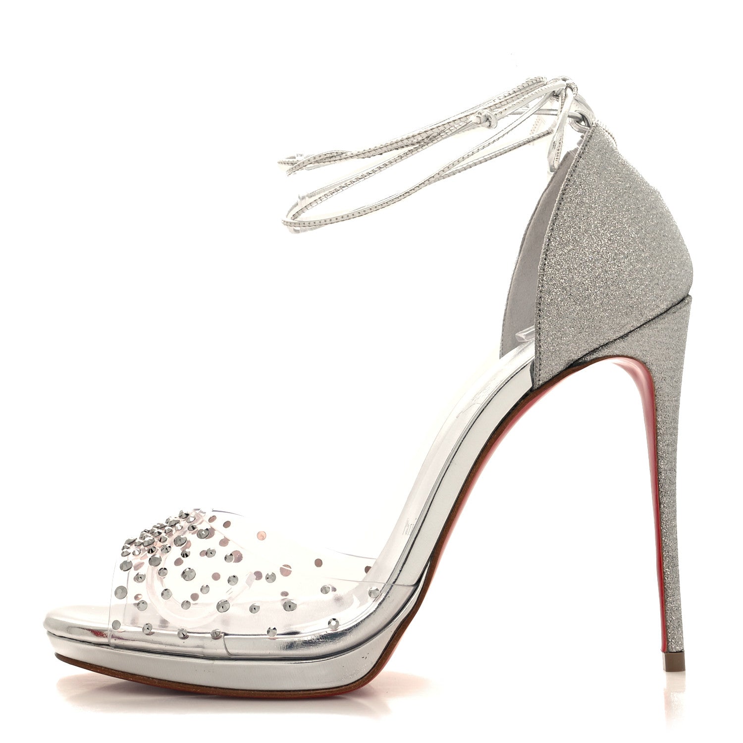 Christian Louboutin PVC Glitter Crystal Degratina Frou 120 Pumps 37.5 Silver 1 of 8