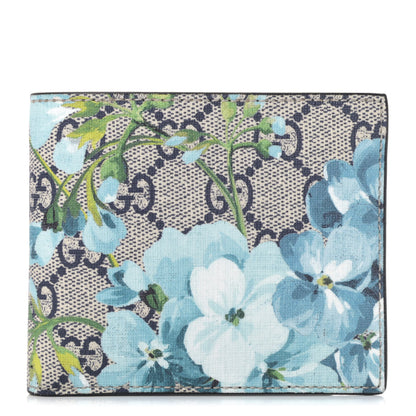 Gucci GG Supreme Monogram Blooms Bi-Fold Wallet Beige Blue Navy 1 of 4
