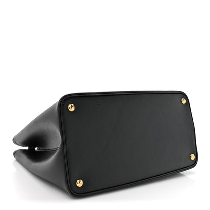 Prada Saffiano Cuir Medium Double Bag Black Fuoco 4 of 19