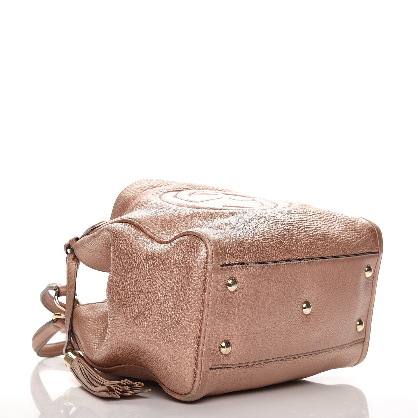 Metallic Pebbled Calfskin Small Soho Shoulder Bag Pink