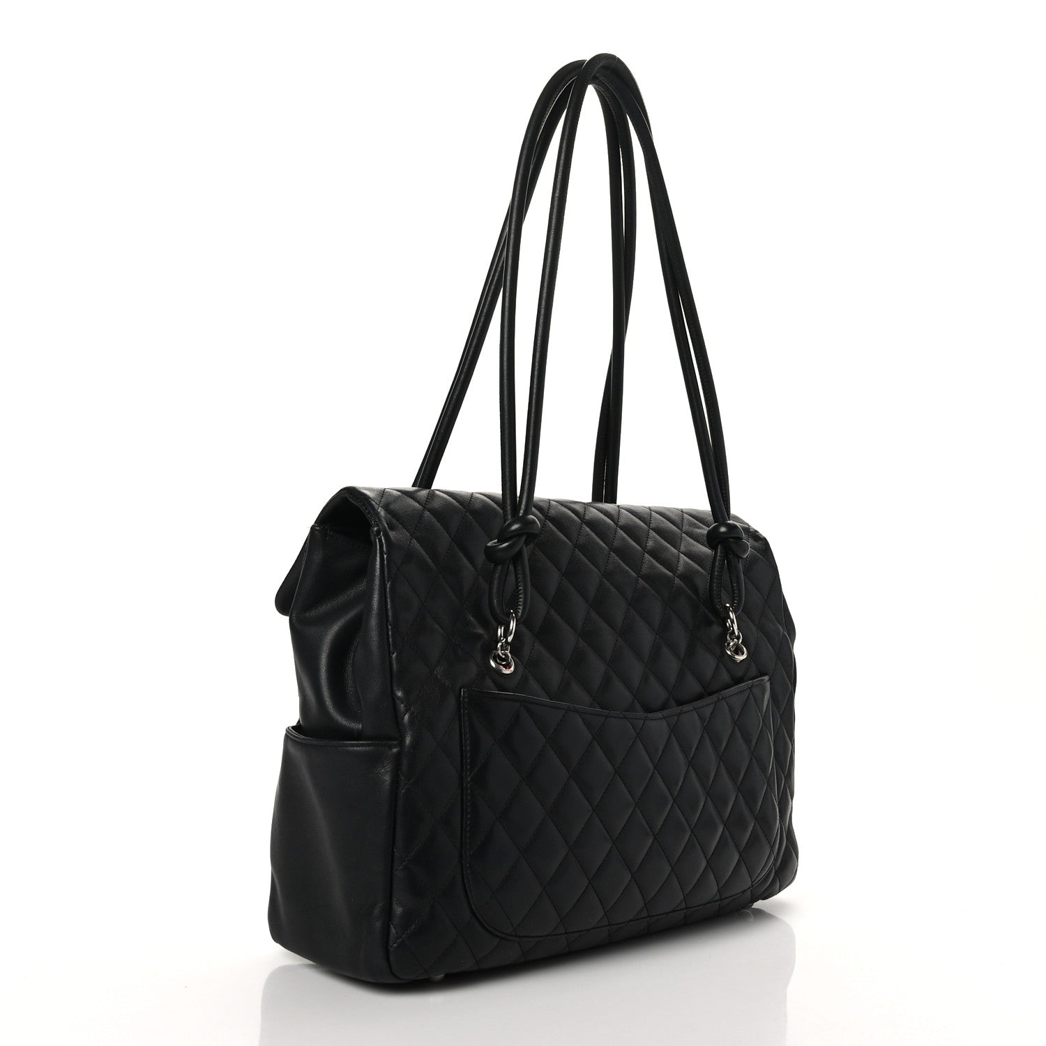 Chanel Calfskin Quilted Large Cambon Flap Black White 3 of 12