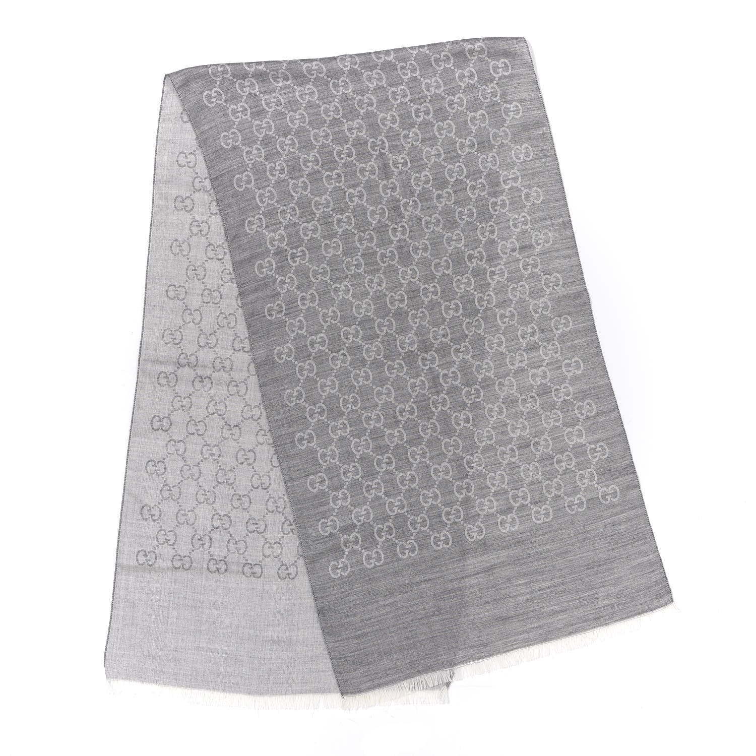Gucci Wool Silk GG Monogram GGNat Scarf Lead 1 of 3