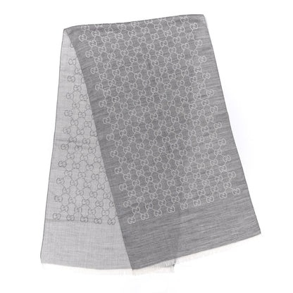 Gucci Wool Silk GG Monogram GGNat Scarf Lead 1 of 3