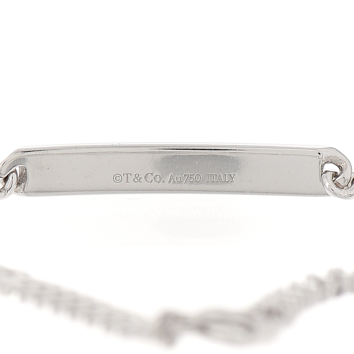 Tiffany 18K White Gold Diamond Micro Link ID Chain Bracelet 5 of 6