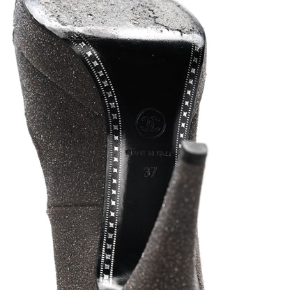 Chanel Glitter Cap Toe Pumps 37 Grey Black 8 of 13