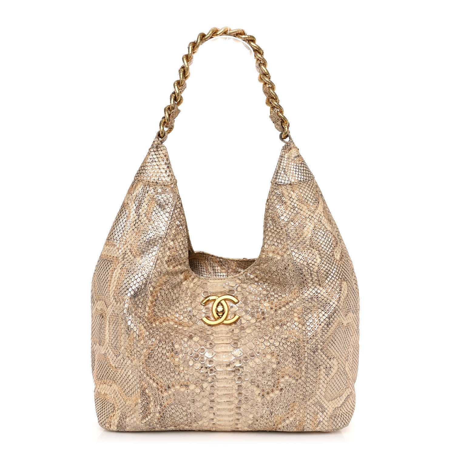 Chanel Snakeskin CC Hobo Beige 1 of 9