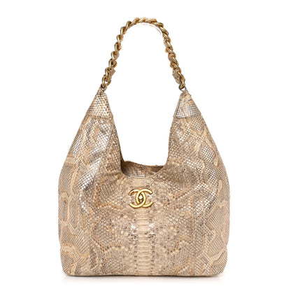 Chanel Snakeskin CC Hobo Beige 1 of 9