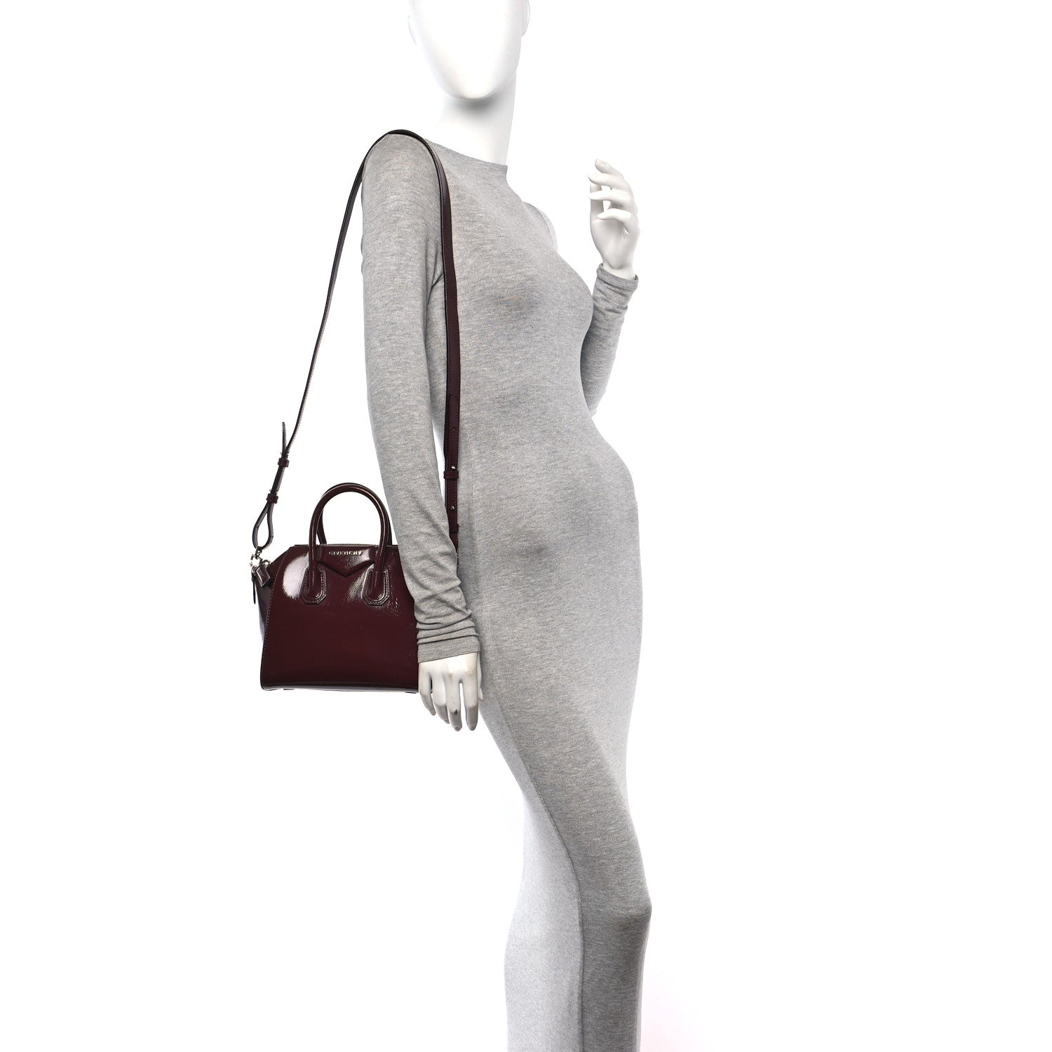 Givenchy Textured Patent Calfskin Mini Antigona Aubergine 2 of 12