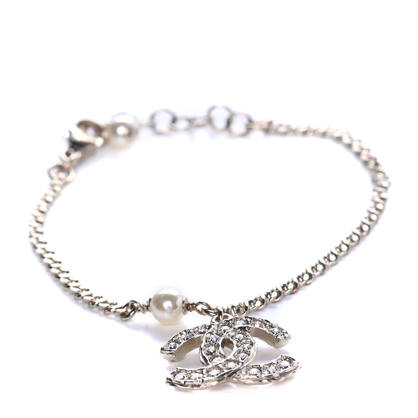 Pearl Crystal CC Bracelet Light Gold