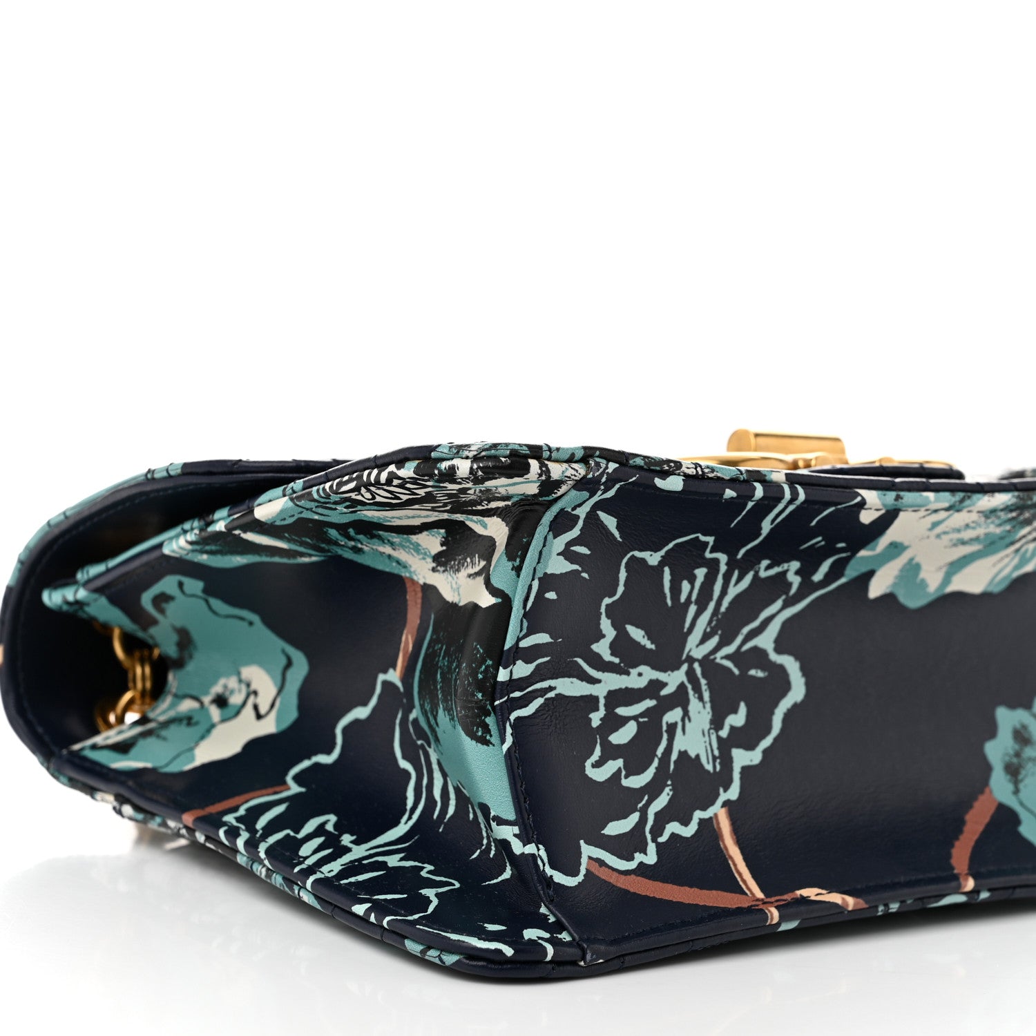 Salvatore Ferragamo Calfskin Quilted Floral Printed Gancini Flap Bag Blue Multicolor 9 of 11