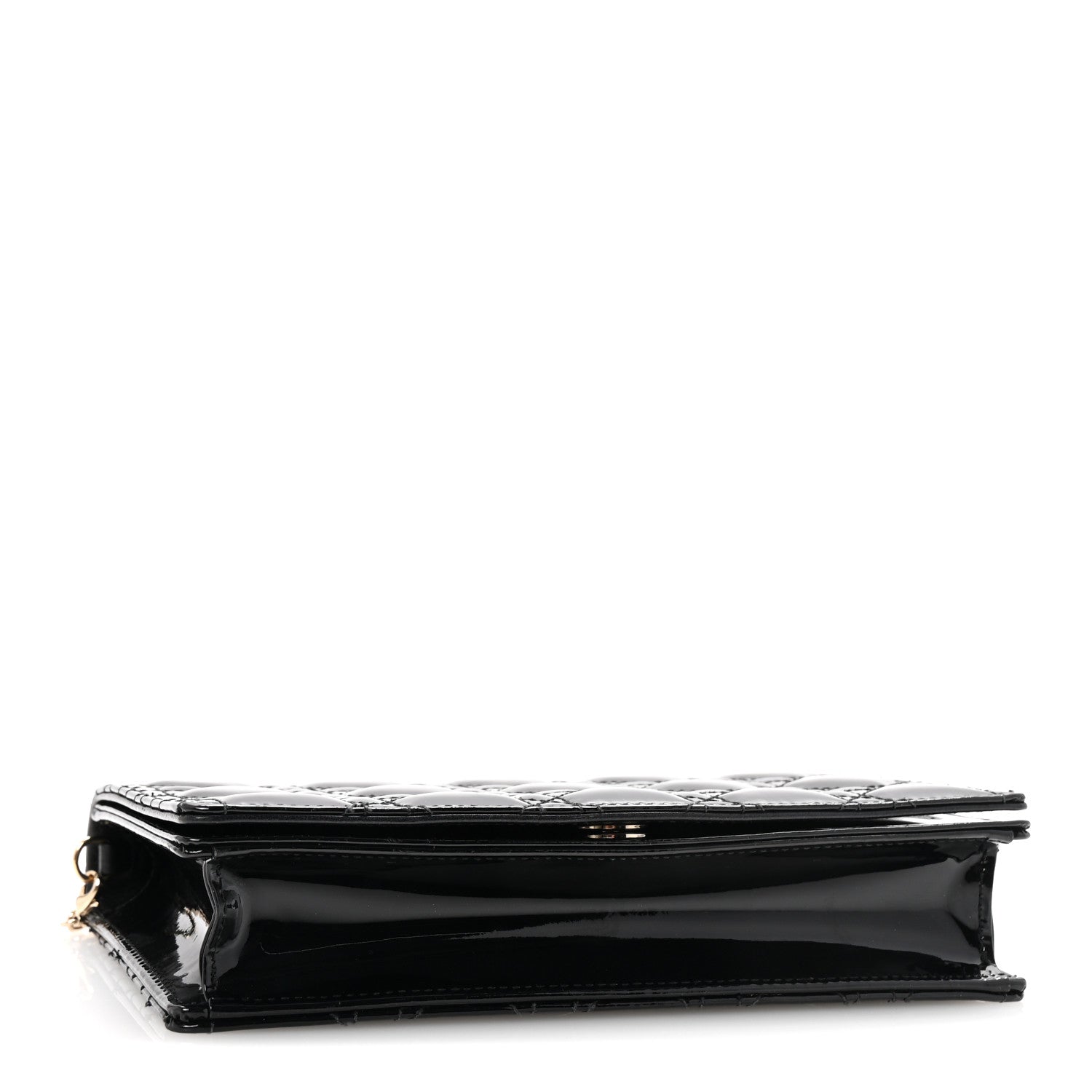 Christian Dior Patent Cannage Lady Dior Chain Wallet Black 5 of 10