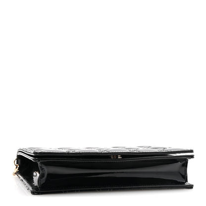 Christian Dior Patent Cannage Lady Dior Chain Wallet Black 5 of 10