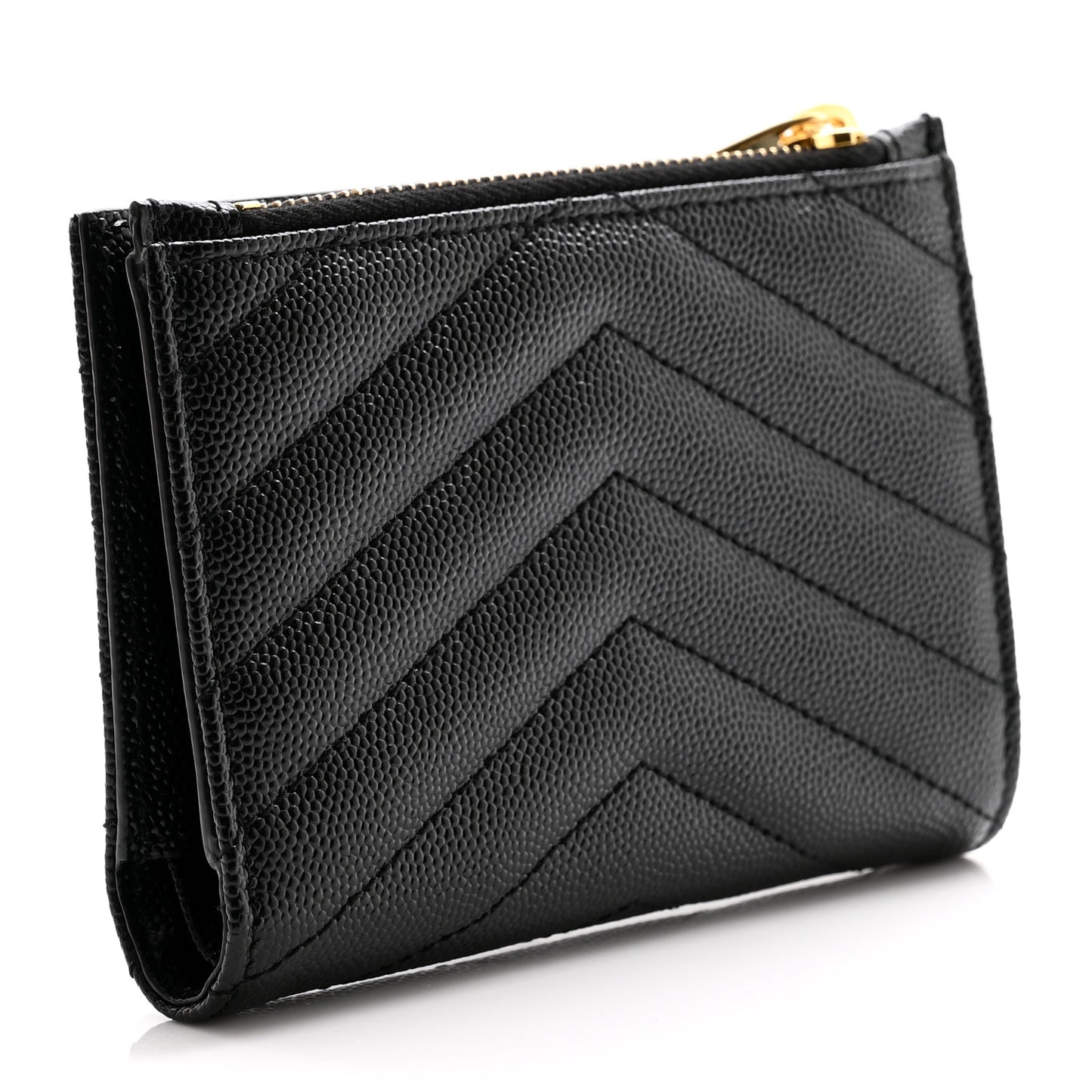 Grain De Poudre Matelasse Chevron Monogram Zipped Card Case Black