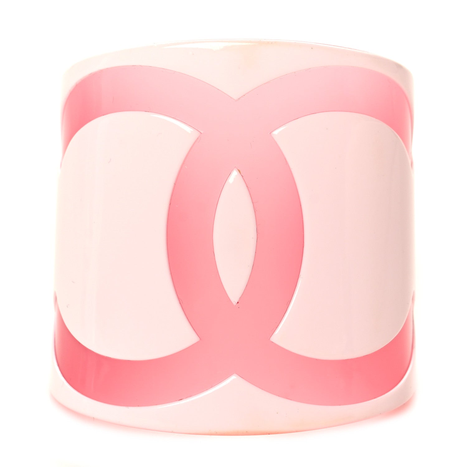 Chanel Resin CC Wide Cuff White Pink 1 of 4