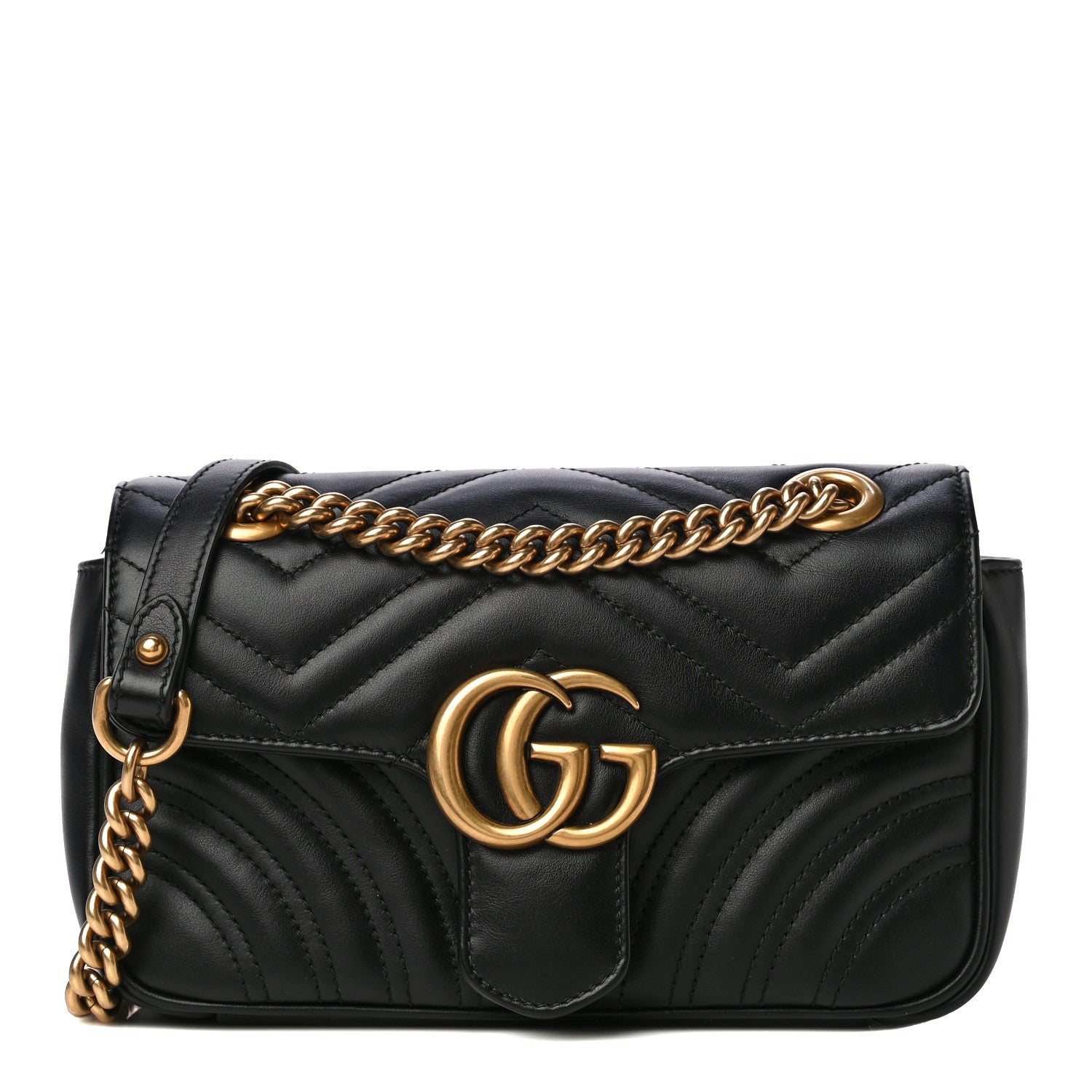 Gucci Calfskin Matelasse Mini GG Marmont Shoulder Bag Black 1 of 11