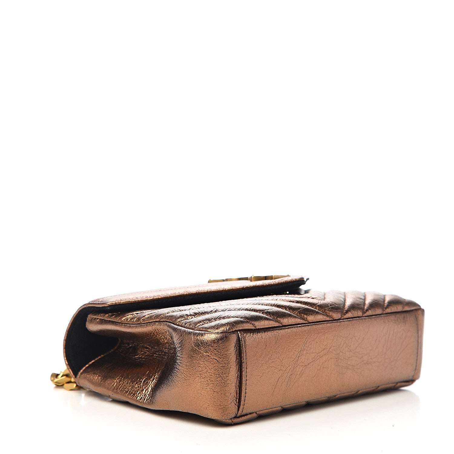 Saint Laurent Metallic Calfskin Matelasse Chevron Monogram Medium College Bag Bronze 3 of 9
