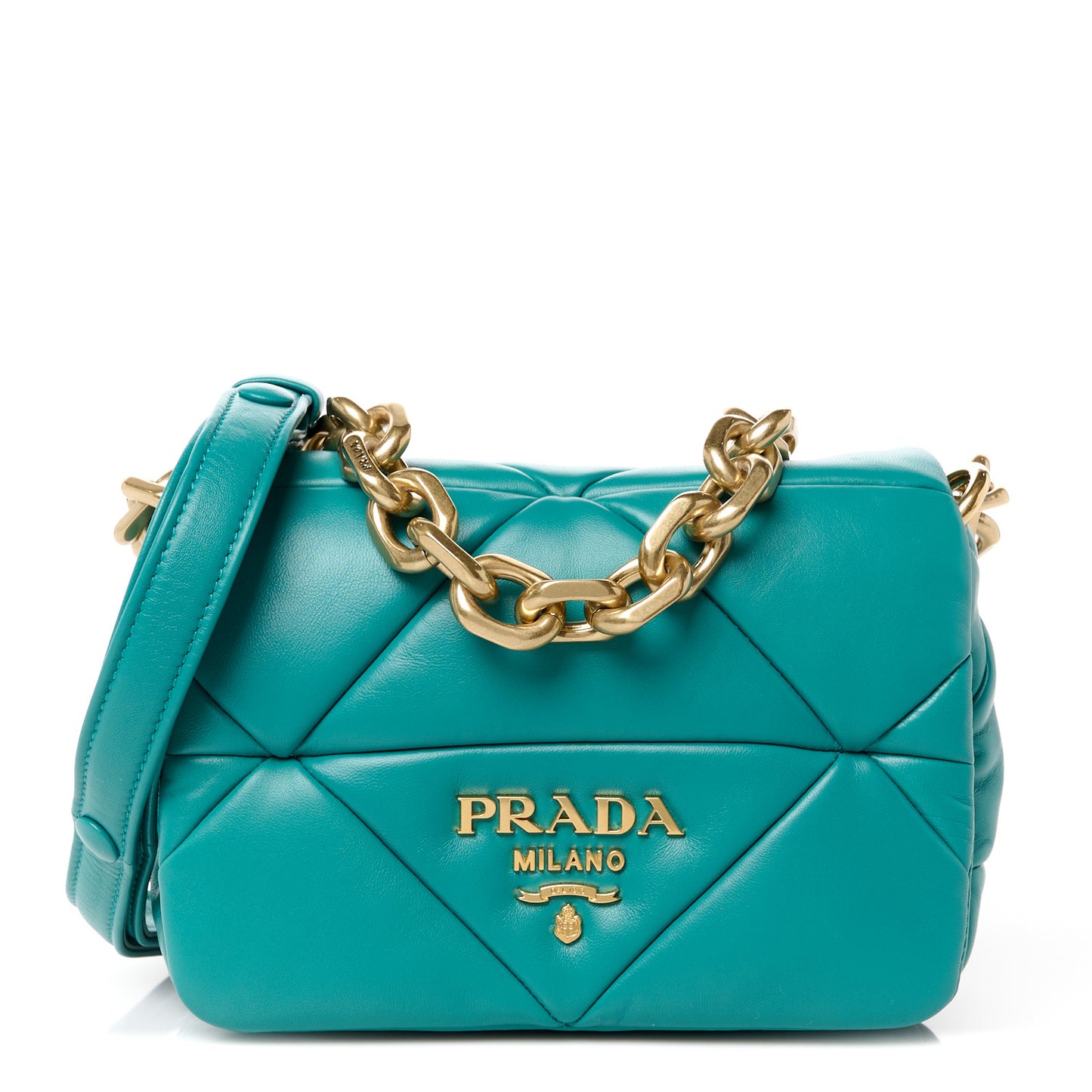 Nappa Metal Quilted Small Patchwork System Flap Bag Pavone