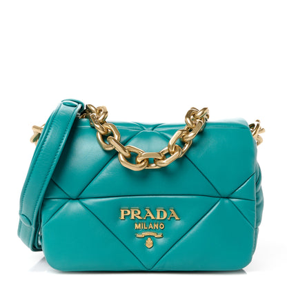 Prada Nappa Metal Quilted Small Patchwork System Flap Bag Pavone 1 of 10