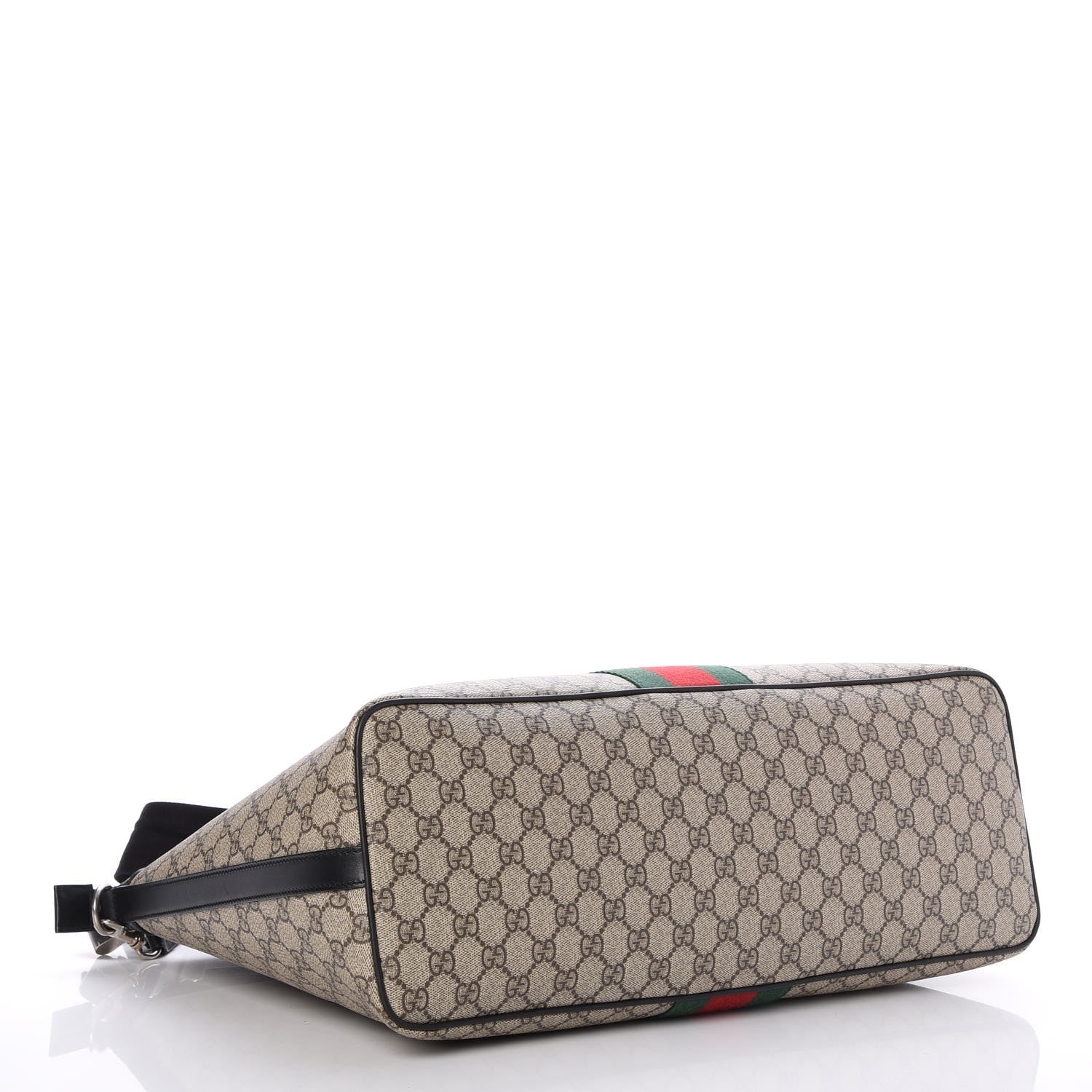 Gucci GG Supreme Monogram Web Medium Zippered Tote Beige Black 5 of 8