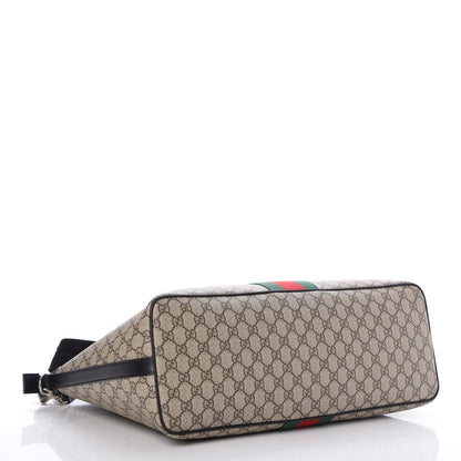 Gucci GG Supreme Monogram Web Medium Zippered Tote Beige Black 5 of 8