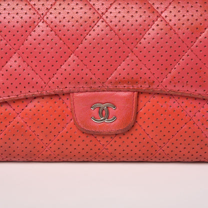 Chanel Perforated Lambskin Quilted Flap Wallet Red 10 of 20