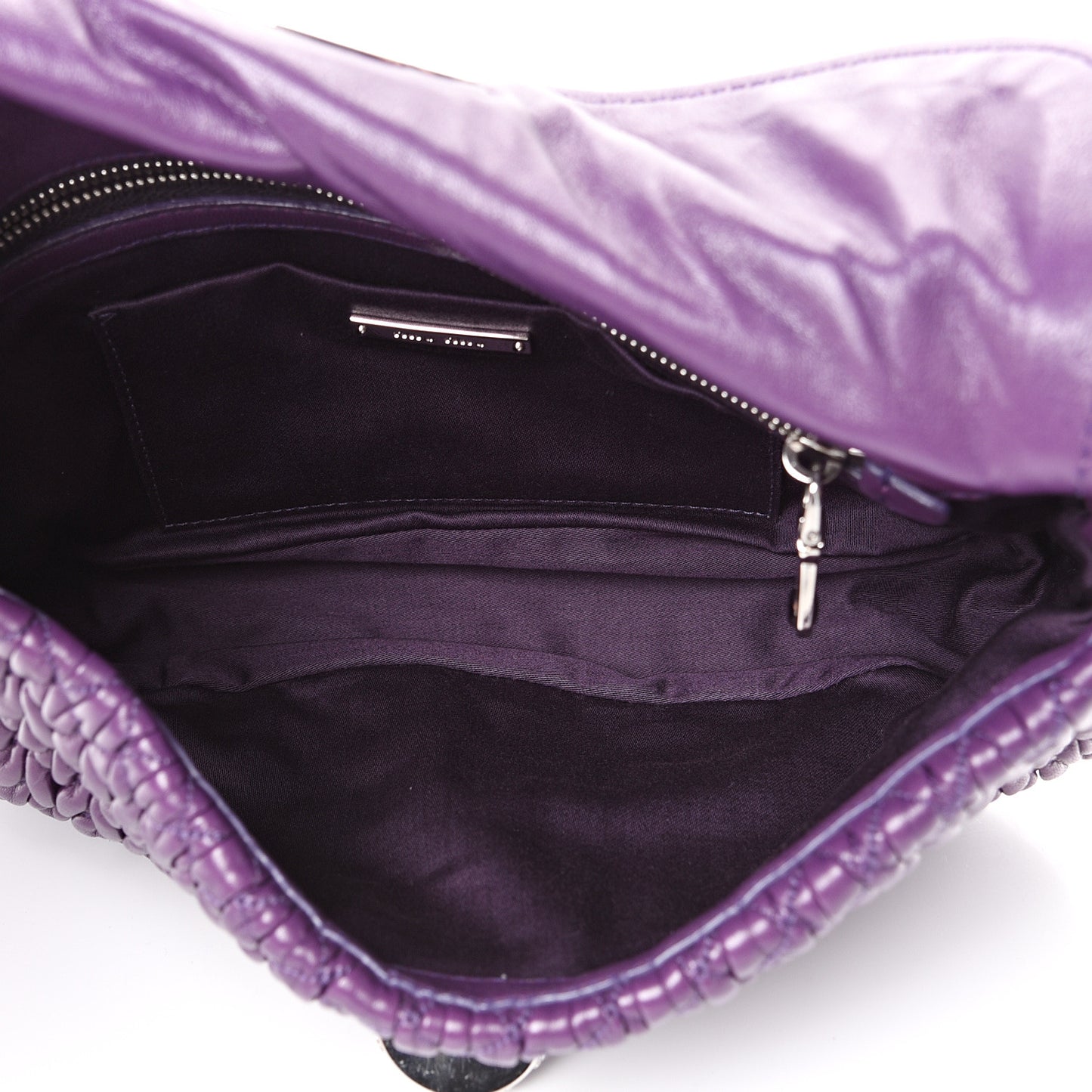 Nappa Matelasse Crystal Flap Clutch Ciclamino