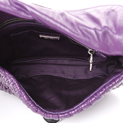 Miu Miu Nappa Matelasse Crystal Flap Clutch Ciclamino 4 of 11
