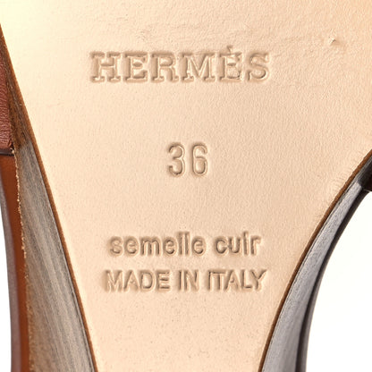 Hermes Calfskin Legend Wedge Sandals 36 Gold 7 of 8